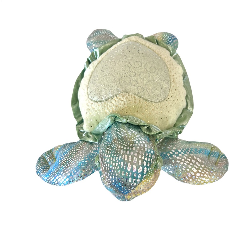 aurora Tamara Turtle Sea Sparkles heart green blue silver shiny plush lovey 10"